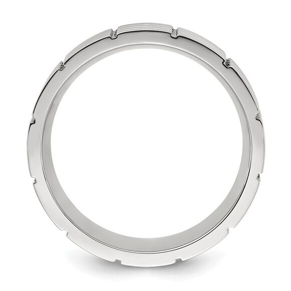 Kazi Luxury Chisel Titanium Brushed and Polished Grooved 8mm Band - Picture 2 of 9